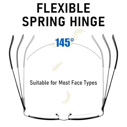 1 Pack Mens Unisex Half Frame Square Reading Glasses Black Spring Hinge Readers 4