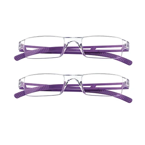 1 Pair Fashion Square Half Frame Reading Glasses Spring Hinge Readers for Men