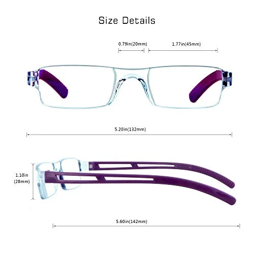 1 Pair Fashion Square Half Frame Reading Glasses Spring Hinge Readers for Men 3
