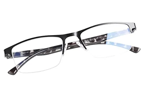 1 PK Mens Half Frame Rectangular Blue Light Blocking Reading Glasses Readers