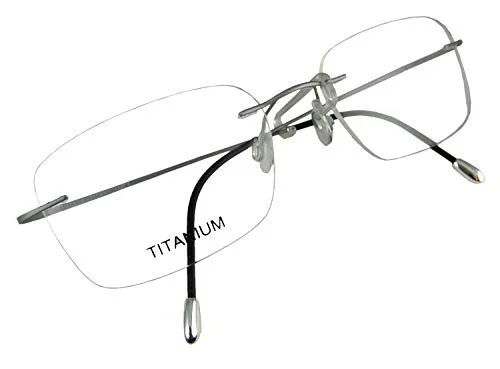 Circleperson Rimless Titanium Eyeglass frames Men Hingeless Light weight 55-18-140 (Lens width 55 mm, Gray) 1