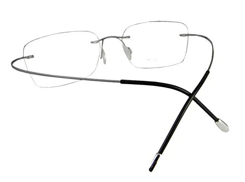 Circleperson Rimless Titanium Eyeglass frames Men Hingeless Light weight 55-18-140 (Lens width 55 mm, Gray) 3