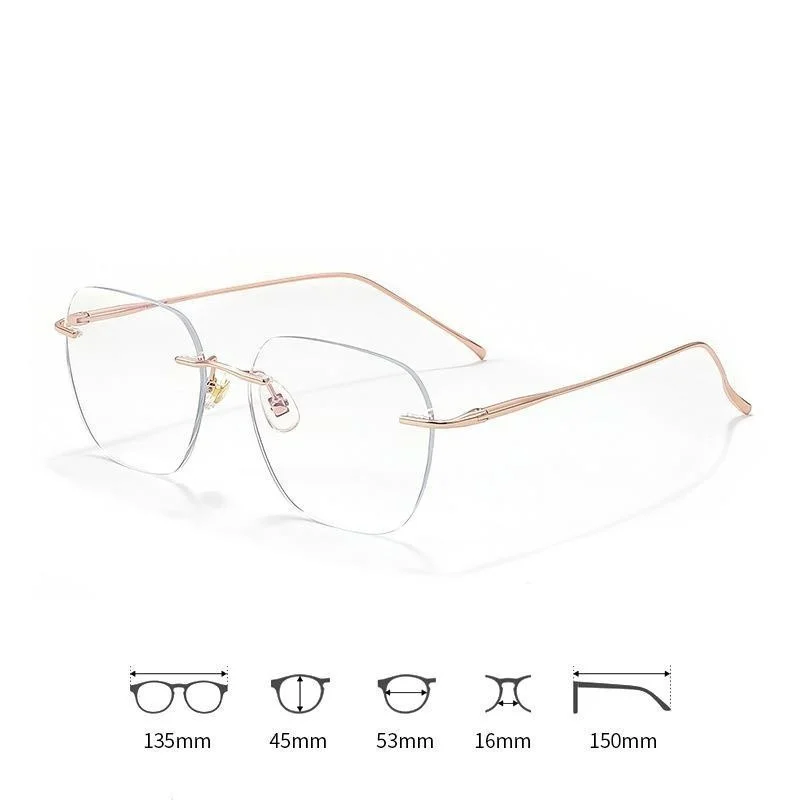 Classic Rimless Titanium Reading Glasses Women Women Reader Large Eyeglass Frame