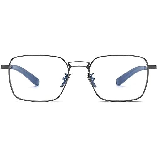 FONEX Pure Titanium Glasses Frame Men Square Eyeglasses Optical Eyewear F8827 (F8827 Grey, Clear) 3