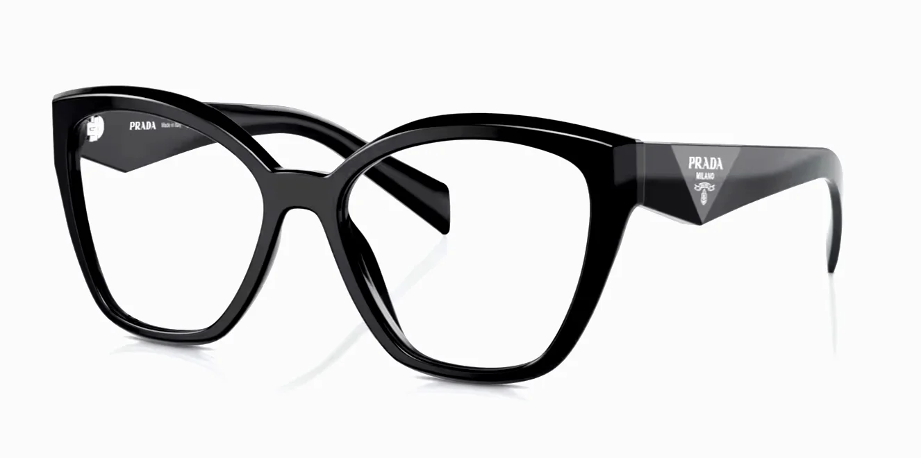 New Prada Reading Glasses VPR 20Z 16K-1O1 54-17 145 Black Cat Eye Frames Readers
