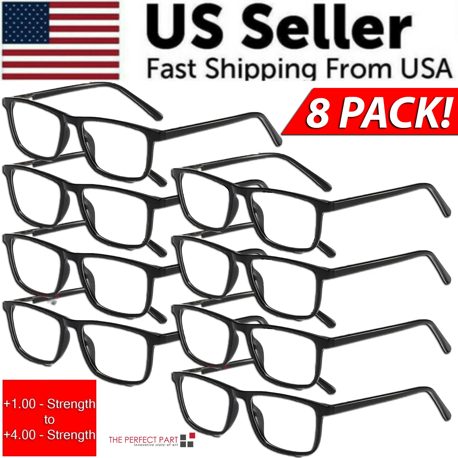 Reading Glasses Mens Womens Unisex Readers Eyeglasses 4 Pack Glasses New Square